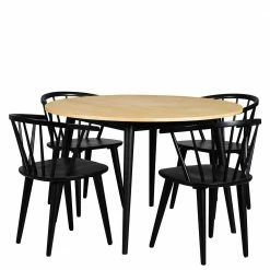 4 Stühle Essgruppe In Eiche & Schwarz - Tinerva (fünfteilig)