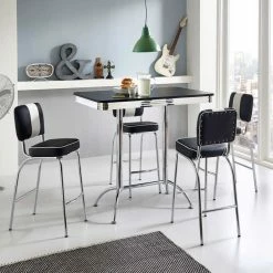 American Diner Bartisch Set Barataria Mit 4 Stühlen (fünfteilig)