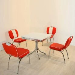 American Retro Sitzgruppe Branch In Rot Weiß (fünfteilig)