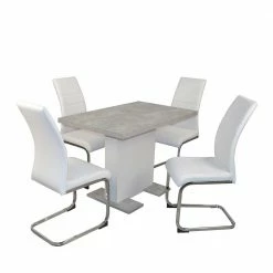 Betonoptik Säulentisch & Freischwinger - Gates (fünfteilig)