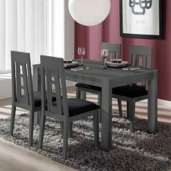 Dunkelgraue Sitzgruppe Rurinav Mit Tisch Ausziehbar (fünfteilig)