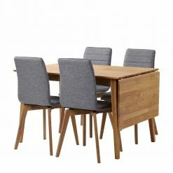 Eiche Esstisch Set Mit Polsterstühlen - Number (fünfteilig)