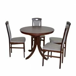 Essgruppe In Nussbaum & Hellgrau - Rouvens (fünfteilig)