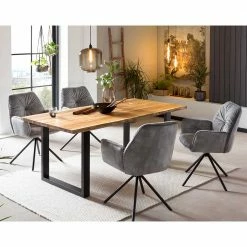 Esstisch & Drehstühle Aus Samt - Tiahu (fünfteilig)