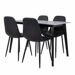 Esstisch Gruppe In Schwarz Weiß - Orchid (fünfteilig)