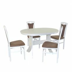 Esstisch-Gruppe In Weiß & Braun - Zero (fünfteilig)