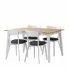 Esstisch In Weiß Eiche & Stühle - Vanira (fünfteilig)