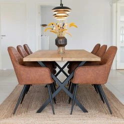 Esstisch & Kunstleder Armlehnstühle - Jimma (siebenteilig)