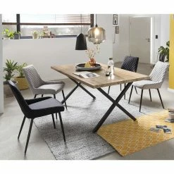 Esstisch Mit X-Beinen Plus 4 Stühle - Lamon (fünfteilig)