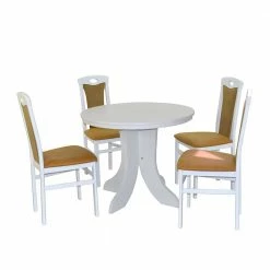 Esstisch Sitzgarnitur In Weiß & Ocker - Orcia (fünfteilig)