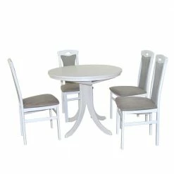 Esstischgruppe In Weiß Mit Grau - Onissa (fünfteilig)