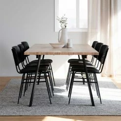 Esstischgruppe In White Wash & Schwarz - Hainan (siebenteilig)