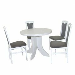 Esszimmergruppe In Weiß & Grau - Messina (fünfteilig)