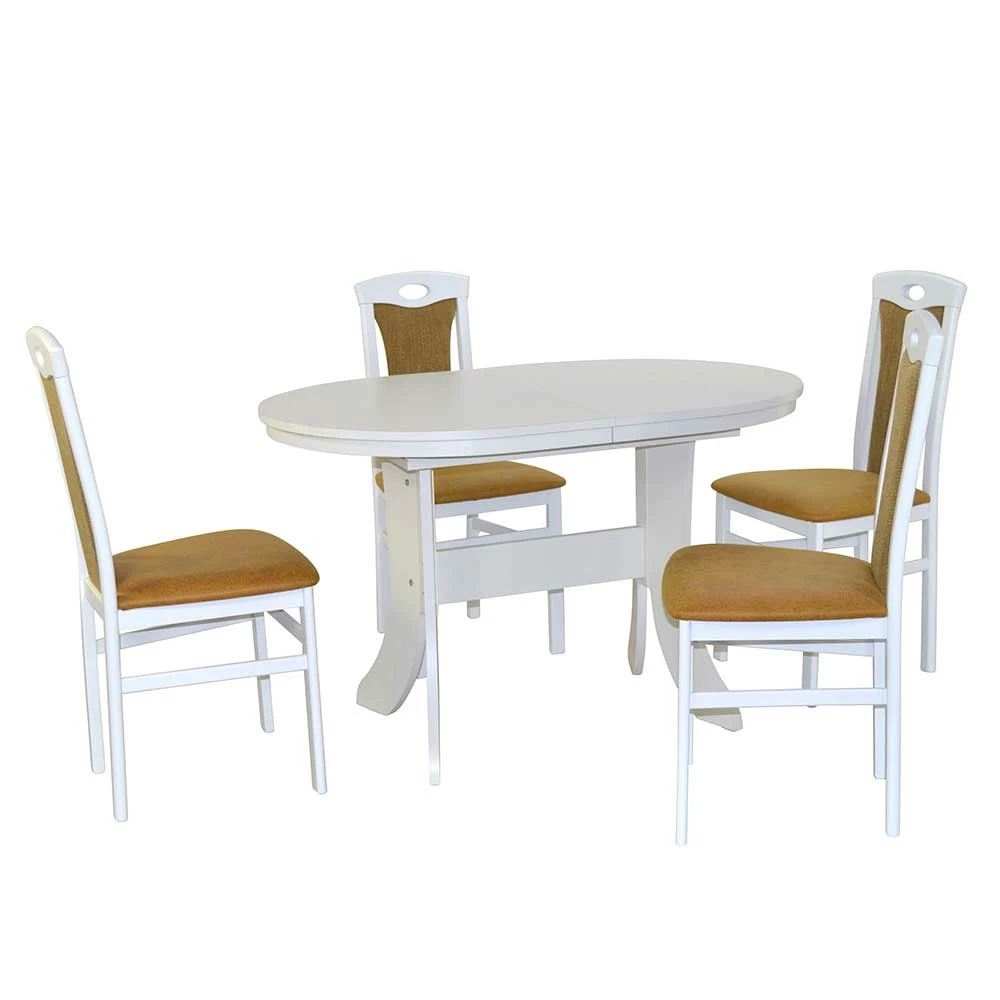 Esszimmertisch Gruppe In Weiß - Nemuro (fünfteilig)