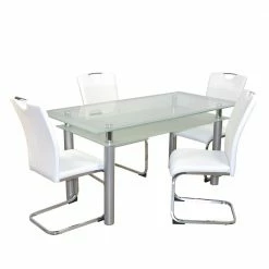 Esszimmertisch Mit Glasplatte & Stühle - Chepter (fünfteilig)