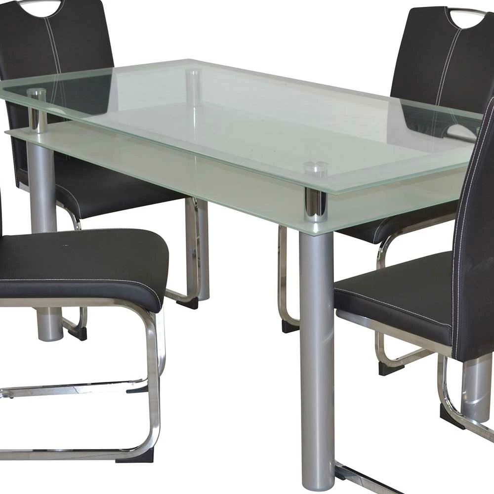 Glastisch & Freischwinger Stühle - Zaparony (fünfteilig) – Bild 3