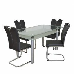 Glastisch & Freischwinger Stühle - Zaparony (fünfteilig)