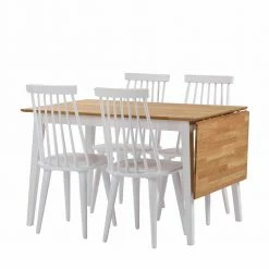 Holz Tischgruppe In Weiß Eiche - Vanira (fünfteilig)