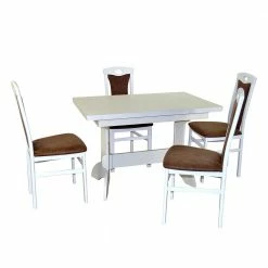 Küchentisch Essgruppe In Weiß - Pandoro (fünfteilig)