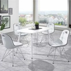 Moderne Essgruppe In Weiß Wancora Mit Polsterstühlen (fünfteilig)