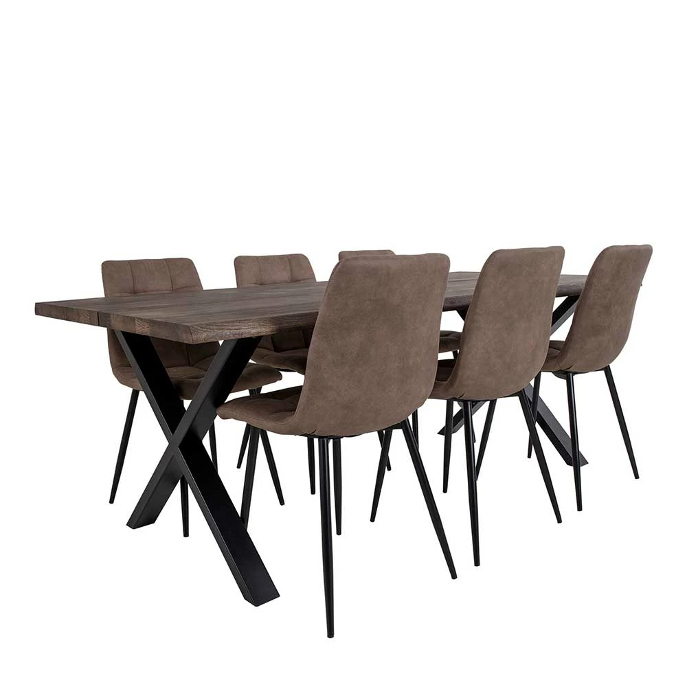 Räuchereiche Tisch & 6 Polsterstühle - Omy (siebenteilig) 2 Räuchereiche Tisch & 6 Polsterstühle - Omy (siebenteilig) – Bild 2