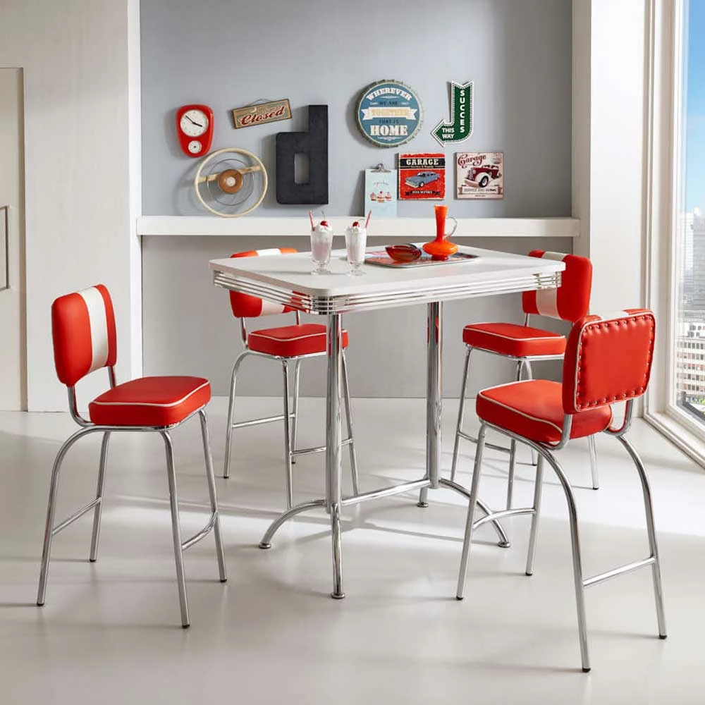 Rotes American Diner Set Branch Mit Bartisch (fünfteilig) 1 Rotes American Diner Set Branch Mit Bartisch (fünfteilig)
