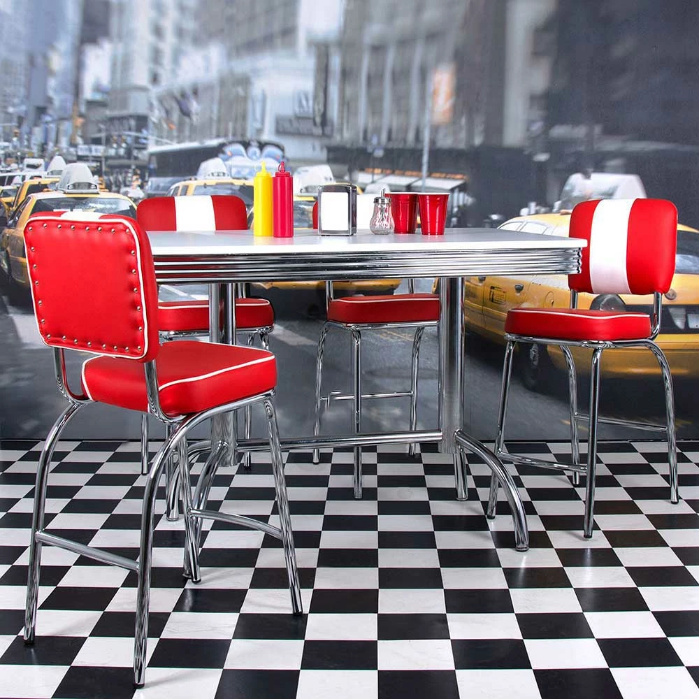 Rotes American Diner Set Branch Mit Bartisch (fünfteilig) 2 Rotes American Diner Set Branch Mit Bartisch (fünfteilig) – Bild 2
