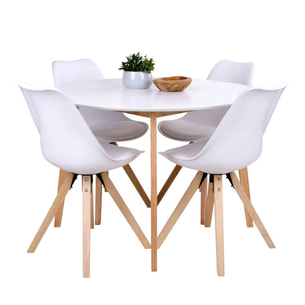 Runde Scandi Essgruppe In Weiß - Alberello (fünfteilig)