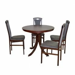 Runde Tischgruppe In Nussbaum - Nastellon (fünfteilig)