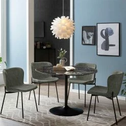 Runde Tischgruppe Mit Stühlen In Khaki - Elliano (fünfteilig)