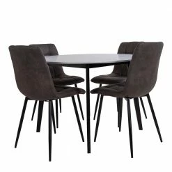 Runder Tisch & Vier Polsterstühle - Luz (fünfteilig)