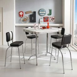 Schwarz Weißes Bartisch Set Barataria Im Retro Diner Style (fünfteilig)