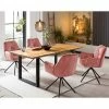 Tisch & Drehbare Samtstühle In Rosa - Jesse (fünfteilig)