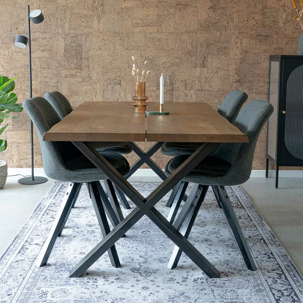 Tisch Mit X-Füßen & Stühle - Morescan (fünfteilig) 1 Tisch Mit X-Füßen & Stühle - Morescan (fünfteilig)