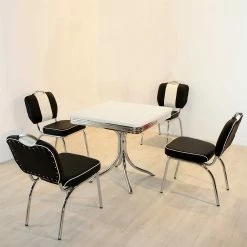 Tischgruppe Für 4 Personen Barataria Im Retro American Style (fünfteilig)