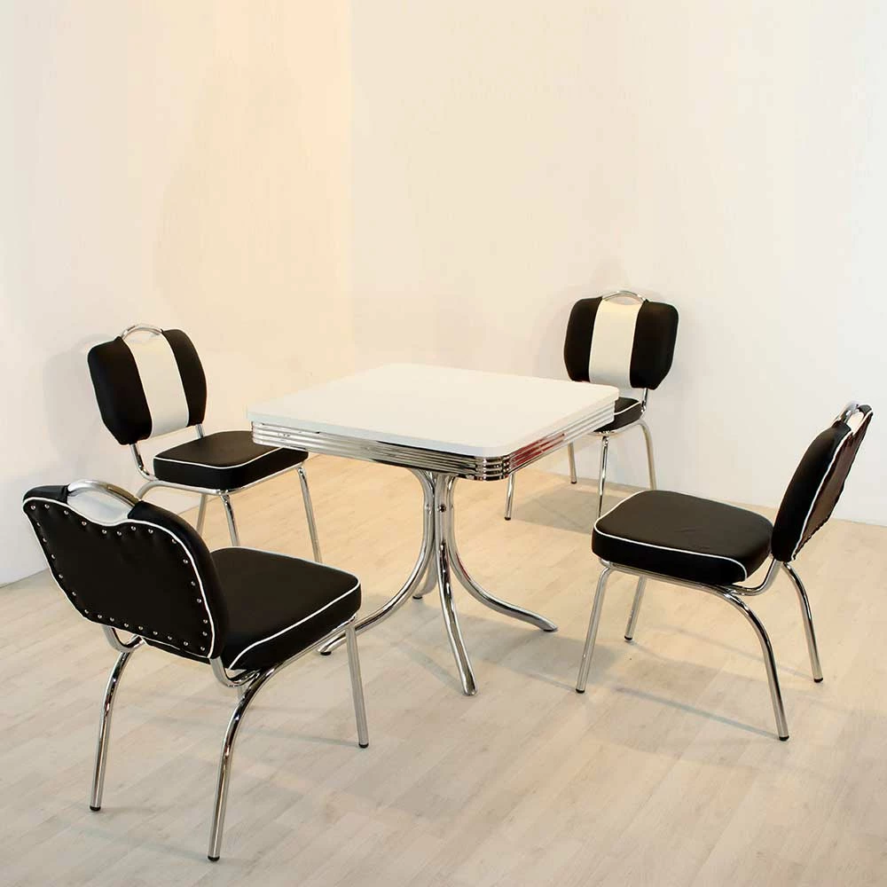 Tischgruppe Für 4 Personen Barataria Im Retro American Style (fünfteilig)