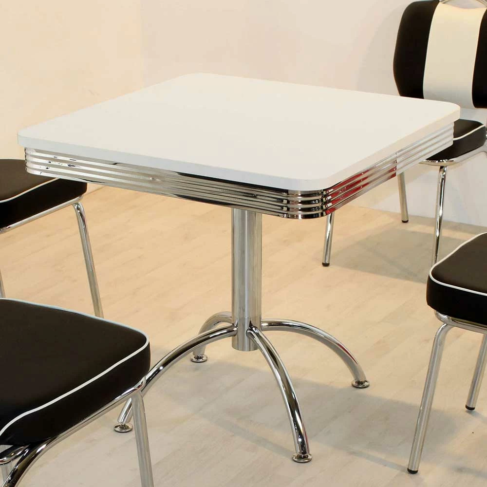 US Diner Möbel Set Tischgruppe Barataria In Schwarz Weiß (fünfteilig) – Bild 2