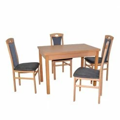 Vier Polsterstühle & Küchentisch Set - Sketto (fünfteilig)