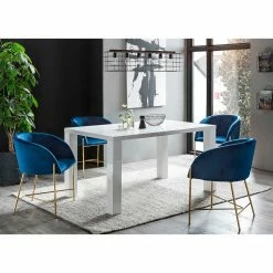 Weißer Esstisch & Armlehnstühle - Sacalla (fünfteilig)