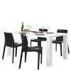 Weißer Hochglanz Tisch & Designstühle - Zaruto (fünfteilig)
