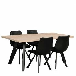 White Wash Eiche Tisch Mit 4 Stühlen - Pulva (fünfteilig)