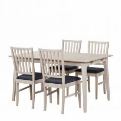 White Wash Esstischgruppe Aus Eiche - Pessoa (fünfteilig)