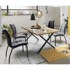 X-Fuß Tischgruppe Mit Polsterstühlen - Fanita (fünfteilig)