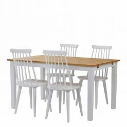 Zeitlose Essgruppe In Weiß Eiche - Vonanza (fünfteilig)